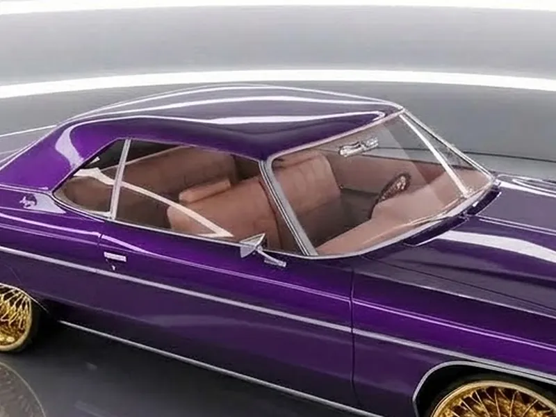 Tan leather interior of the donk.